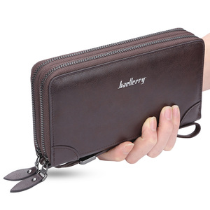 Baellerry moda nuovo all'ingrosso doppia cerniera in pelle PU portafoglio lungo degli uomini del telefono cellulare portafoglio frizione con cinturino a mano - Product Image 2