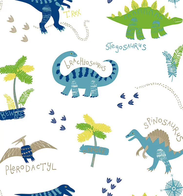 Papel de parede decorativo não-tecido do dinossauro, bebês