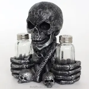 Polyresin skull Salt and Pepper Shaker holder