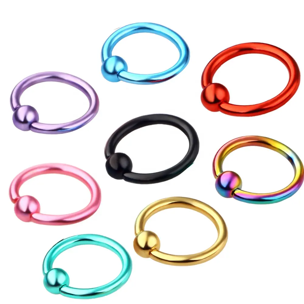 18G Anodized 316L Surgical Steel Captive Hoops Eyebrow Jewelry Nipple Piercings