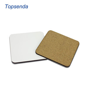 Posavasos de MDF blanco imprimible UV con respaldo de corcho ecológico de varios tamaños - Product Image 1