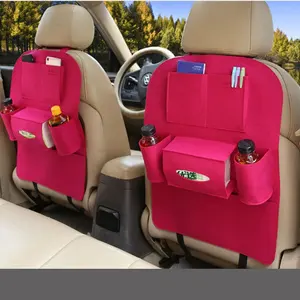 Organizador de asiento trasero de coche de fieltro de lana, ecológico, de nuevo diseño, funda de asiento de coche, bolsa de almacenamiento universal de varios bolsillos