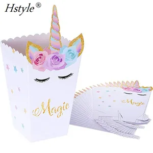 12 Stuks Regenboog Eenhoorn Popcorn Boxes Voor Baby Shower Verjaardagsfeestje Decoraties Benodigdheden Popcorn Box Unicorn Party Gunst PB003-2