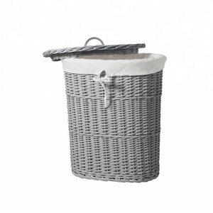 Panier à linge en osier gris Willow de la <span class=keywords><strong>collection</strong></span> Gery Home, rangement d'angle, panier à linge avec couvercle - Product Image 4