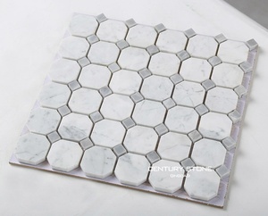 Centurymosaic Gạch Khảm Đá Cẩm Thạch Hình Bát Giác Hình Vuông <span class=keywords><strong>Carrara</strong></span> Trang Trí Cho Nhà Bếp - Product Image 2