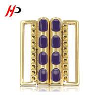 Boucles de ceinture personnalisées en alliage de zinc plaqué or sans nickel, écologiques, forme papillon rectangulaire avec strass, 25 mm (1 pouce)