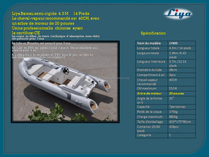 Liya 14ft gonflable <span class=keywords><strong>semi</strong></span> rigide yacht 40 chevaux <span class=keywords><strong>moteur</strong></span> <span class=keywords><strong>hors</strong></span> <span class=keywords><strong>bord</strong></span> - Product Image 1