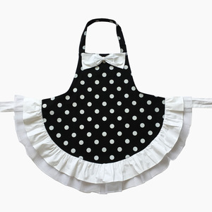 Grembiuli Natalizi Personalizzati DUOLAI per Donne e Ragazze con Tasche, Grembiule Retrò Sexy a Pois Bianco e Nero con Balze - Product Image 4