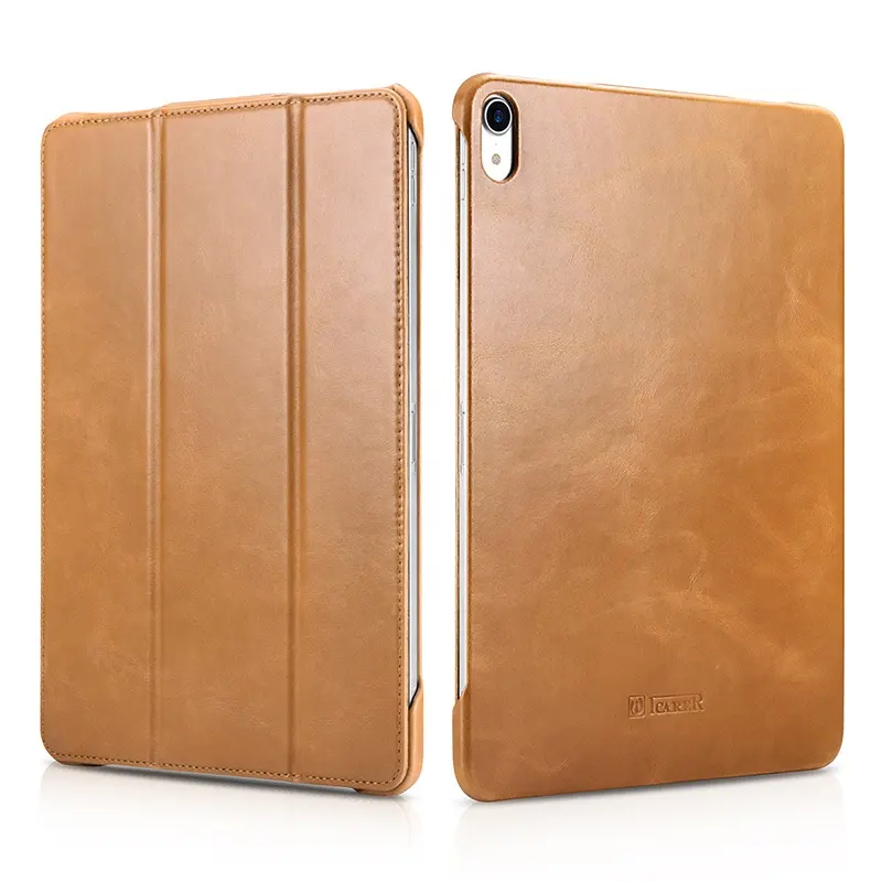 ICARER High Quality Vintage Genuine Leather Folio Cover Case for iPad Pro 12.9 inch 2018