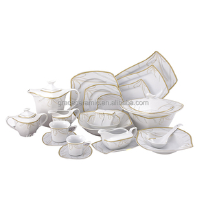 Set da Pranzo in <span class=keywords><strong>Ceramica</strong></span> Stile Egiziano Classico 125 Pezzi, Forma a S Quadrata, Porcellana <span class=keywords><strong>Turca</strong></span> - Product Image 1