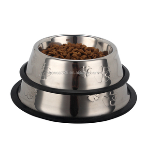 Cibo per animali domestici per cani o ciotola per l'acqua mangiatoia antiscivolo ciotole, tazze e secchi in acciaio inossidabile per cani con cerchio in Silicone 500 pezzi accetta - Product Image 3