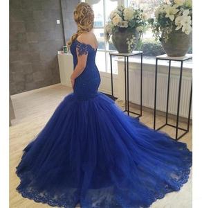 Sexy XXXL Size Royal Blue Color Mermaid Wedding Dress For Mature Woman