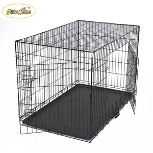 Double-Door Folding Metal Dog Kennel-42 Inch Dog Crates