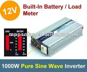 1kw avec compteur de batterie onduleur à onde sinusoïdale pure onduleur cc à ca 12v