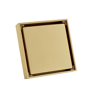 Shower Drains Brushed Gold Brass Invisible Tile Insert Kitchen Floor Drain Bathroom