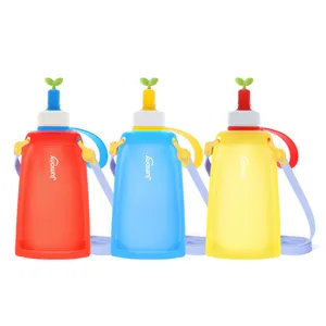 Trẻ em thể thao ngoài trời ấm đun nước có thể gập lại Silicone Jug căng tin ba màu sắc tiết kiệm không gian, an toàn, di động và yên tâm