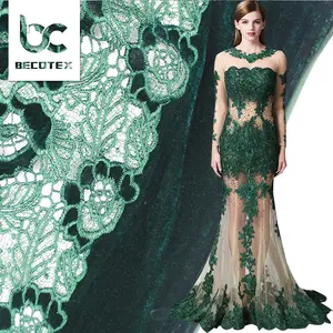 Nova cor verde esmeralda rendas de veludo bordado africano laço de tecido de veludo veludo nigeriano rendas para o show