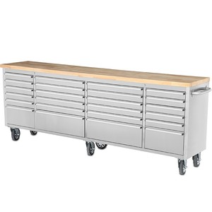 Trolley Drawer Cabinet 96 Inch 24 Drawers Rolling Workbench Drawer Tool Chest Stainless Steel Lock Casters Tool Trolley Cabinet