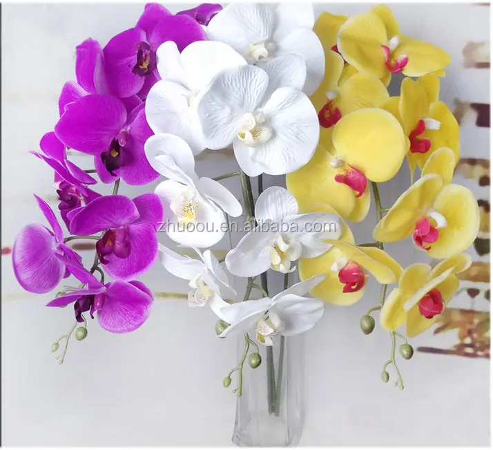 9 цветов большой головы, свадебные сувениры, искусственные цветы фаленопсис, реалистичные на ощупь орхидеи, латекс