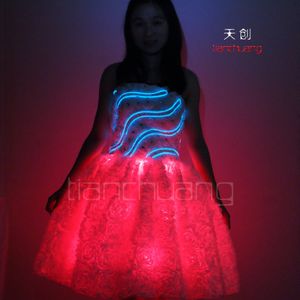 프로그래밍 빛 드레스, 색상 변경 밸리 댄스 의상, 화이트 댄스 파티 드레스 - Product Image 4