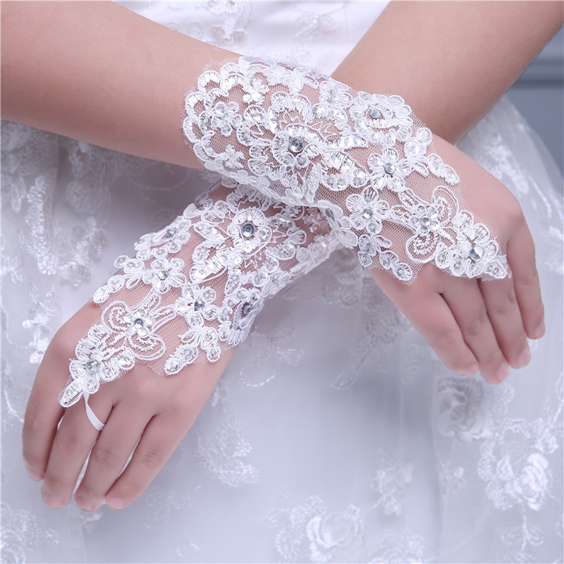 Uposao Gants Dentelle Femme Court - Mitaines Mariage Floral Élégantes