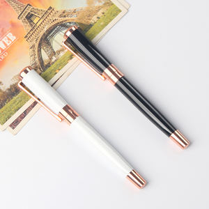 Stylo à bille roulante en métal imprimé logo personnalisé blanc noir rose doré 0.7mm largeur d'écriture cadeau d'affaires - Product Image 6