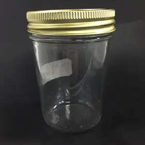 4盎司8盎司16盎司球形玻璃梅森罐宽口果酱果冻罐罐，带金属盖和带