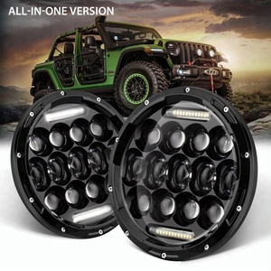 Nuevos accesorios para <span class=keywords><strong>Jeep</strong></span> LED RGB DRL y luz de giro amarilla DOT faros delanteros de 7 pulgadas anillo de Halo de haz alto y bajo redondo para <span class=keywords><strong>Jeep</strong></span> Wrangler - Product Image 1