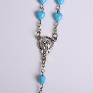 Collana Rosario Cattolico in Plastica Blu a Forma di Cuore con Medaglia della Vergine Maria <span class=keywords><strong>per</strong></span> Regalo di Preghiera Femminile - Product Image 4