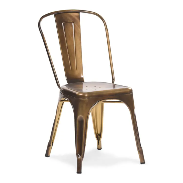 Chaise de bistrot industrielle en fer, chaise de salle à manger, rétro, métallique, empilable, 1 pièce