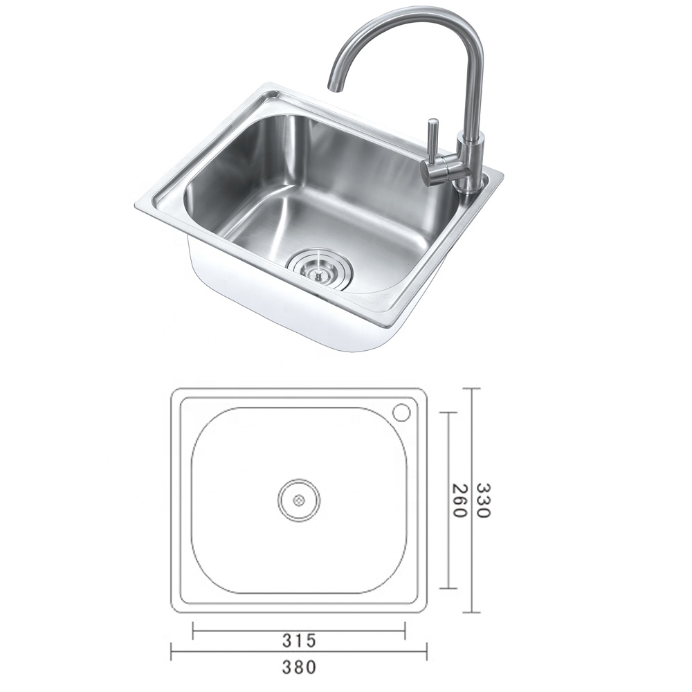 380x325x180mm Small Kitchen Sink Pressed Kichen Sink Single Bowl