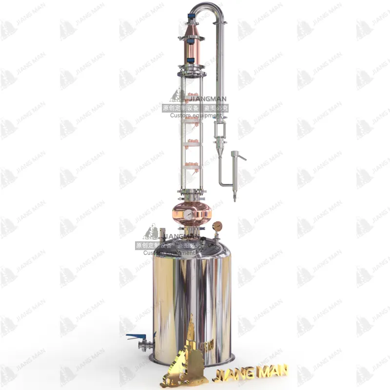 อุปกรณ์โรงเบียร์ที่นิยมกลั่นเครื่องดื่มแอลกอฮอล์50L 100L 150L 200L 4 ''6'' ทองแดงฟองแผ่นแก้วกลั่นคอลัมน์ยังคง