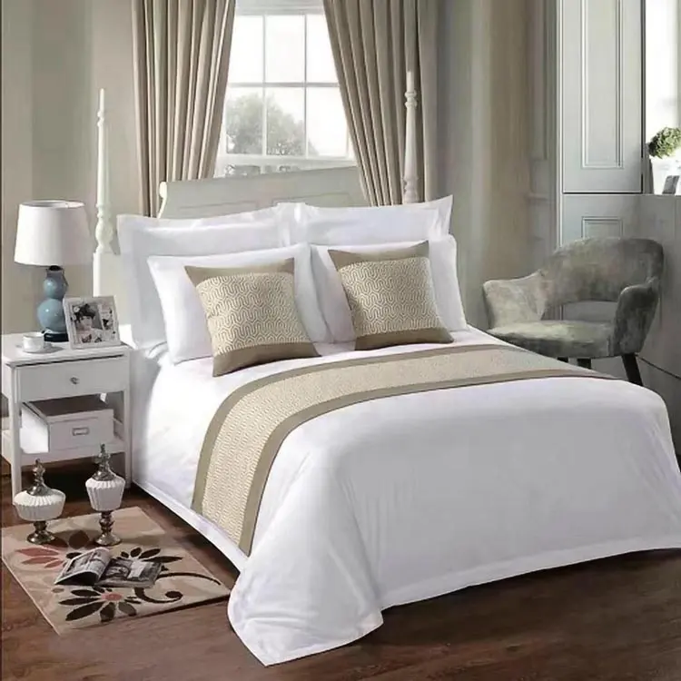 थोक होटल कपड़ा सादे सफेद सस्ते फ्लैट कपास चादरें लिनेन गुआंग्डोंग आतिथ्य आपूर्ति Bedsheet