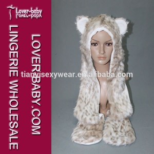 Extremely soft material unisex winter snow frisky leopard faux fur scarf cowl hat - Product Image 1