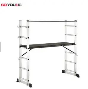 EN131 Folding Aluminum Clamp Scaffold Ladder Ladder Stools Industrial Ladders 1.2*1.5mm 167*16*42cm Apartment 160*42*168cm 1PC