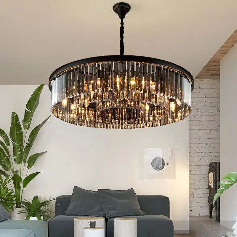 2022 новый дизайн, большая черная круглая Роскошная Подвесная лампа asfour, ресторан, гостиная, Классические хрустальные люстры на потолок