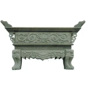 Wholesale Temple Ancestral Hall Stone Carved Desk Buddhist Tribute Altar God Long Table With Lotus Animal Relief Sculpture