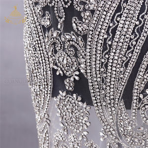 闪闪发光的水晶石串珠长婚纱礼服水钻贴花补丁 - Product Image 4