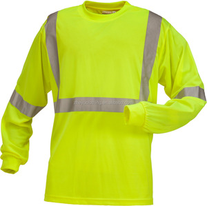 100%polyester <strong>Neon</strong> Yellow Dry Fit Tshirt Hi Vis Reflective Long Sleeve <strong>t</strong> <strong>Shirts</strong> - Product Image 1