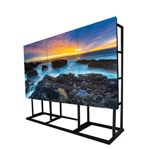 Layar Led 49 Inci Layar Dinding Video Lcd 3X3 Tampilan Dinding 500NIT Penyangga Lantai Dalam Ruangan Lcd Tampilan Dinding Video