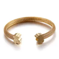 Pulseira de urso de malha feminina, pulseira de design simples de moda com 18k e malha de ouro