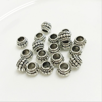 Perles en métal, 50 pièces, entretoises rondes tibétaines en or et argent pour la fabrication de bijoux, DIY