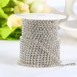 Shining Strass Ketting Trim Yard Zilver Koper Clear Kleur Crystal Rhinestone Cup Chains Voor Jurk Kledingstuk Accessoires