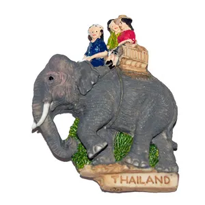 Resin Souvenir Fridge Magnet of an Elephant Ride in Thailand