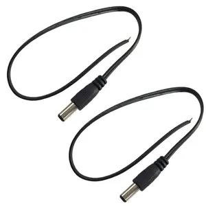 Cabo conector macho dc, 2.1mm x 5.5mm, fio de cabo de alimentação de pigtail para cctv