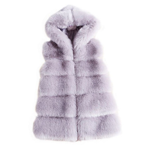 Venta al por mayor Jtfur moda abrigo de piel de zorro mujeres felpa invierno sin mangas <span class=keywords><strong>Chaleco</strong></span> de piel sintética - Product Image 6