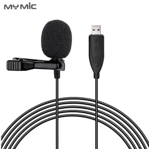 LJU02 Mikrofon Usb Mini, Mic Klip Lavalier Kondenser Rekaman Lapel untuk Komputer Laptop