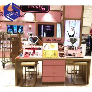 Meja Display Makeup Kecantikan Portabel, Furnitur Pajangan Kosmetik Kayu Studio