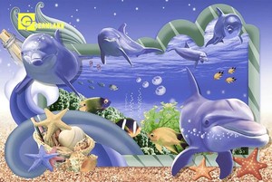 Carreaux de sol et de mur en porcelaine 3D avec impression de baleines et de poissons de la mer profonde - Product Image 4