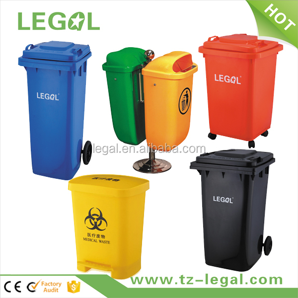 2 Ruedas 240L Plástico Al Aire Libre de Basura Bin Bin Plástico Apilable